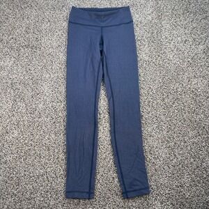 Lululemon Wunder Under Women's Size 2 Leggings Blue Denim Print Luon Yoga Pants